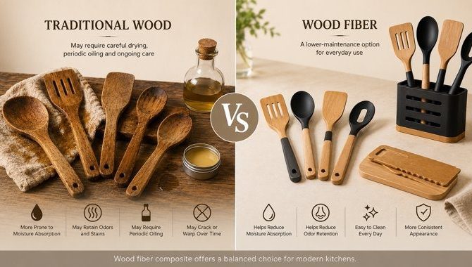 Traditional solid wood vs wood fiber kitchen utensils